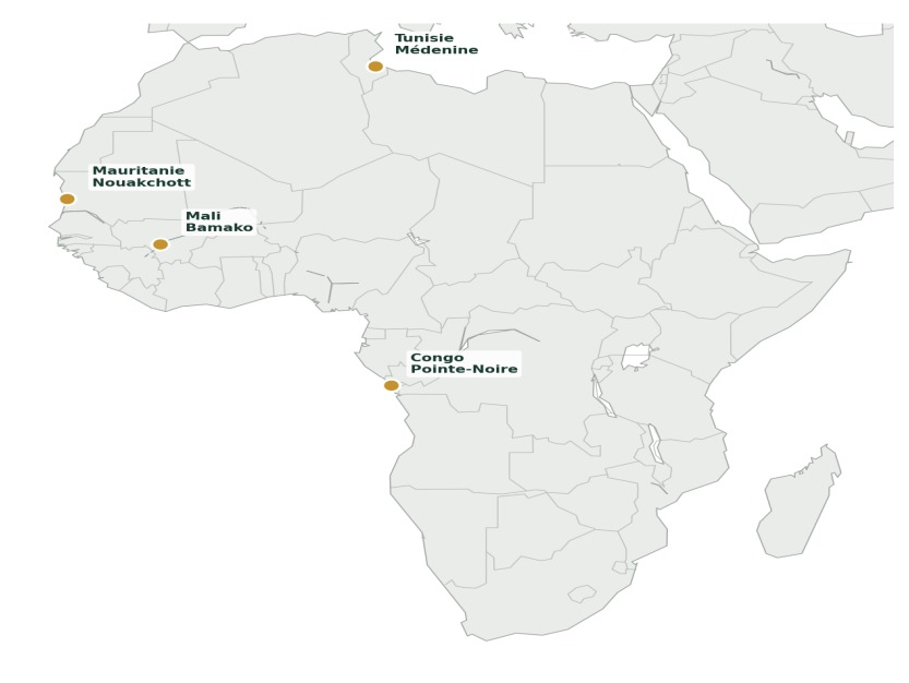Carte de l'Afrique - Implantations BENTEYBA